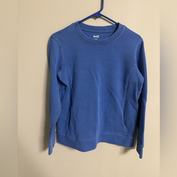 Duluth Size Small Blue Ribbed Crewneck Kangaroo Pouch Pockets Sweatshirt - Picture 1 of 5
